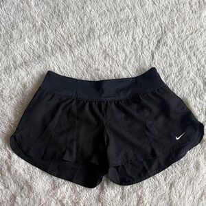 Nike Black Athletic Running/Swim Shorts with White Swoosh
